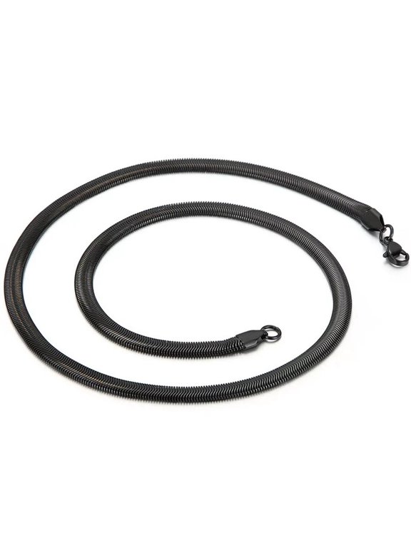 Stainless Steel 2MM Flat Snake Chain Necklace for Women Men Teen Her Him Mom Dad Ideal for Birthday Valantines Day Plain Beautiful Black Chain in 21 Inch