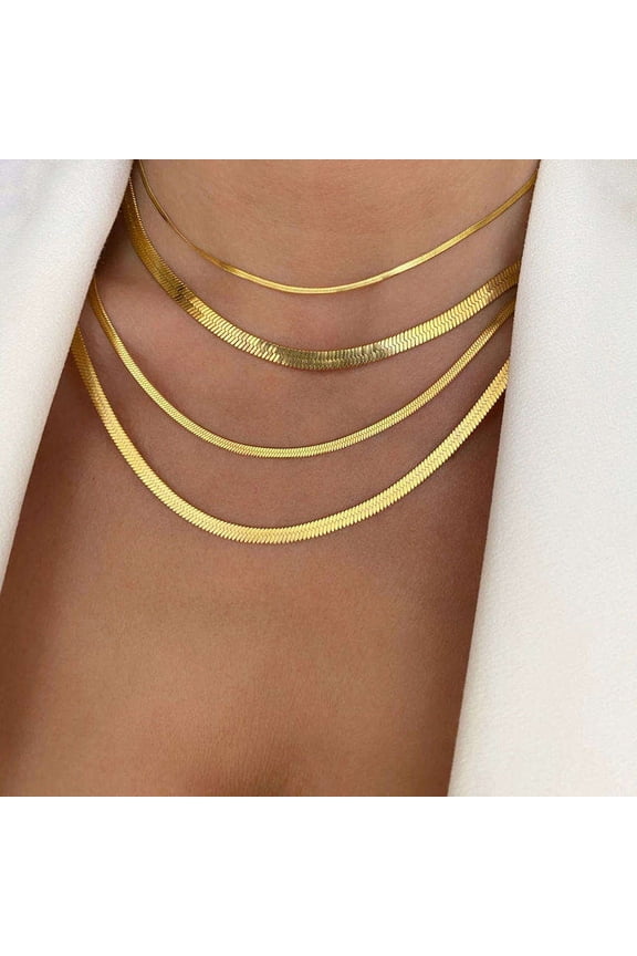 Stainless Steel 2MM Flat Snake Chain Necklace for Women Men Teen Her Him Mom Dad Ideal for Birthday Valantines Day Plain Beautiful Yellow Gold Plated Chain in 21 Inch