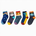 thumbnail image 1 of Zuwimk 5 Pairs Non Slip Kids Toddler Baby Socks with Grips Boys Girls Cotton Ankle Socks Multi Colors(Black,3-5 Years), 1 of 4