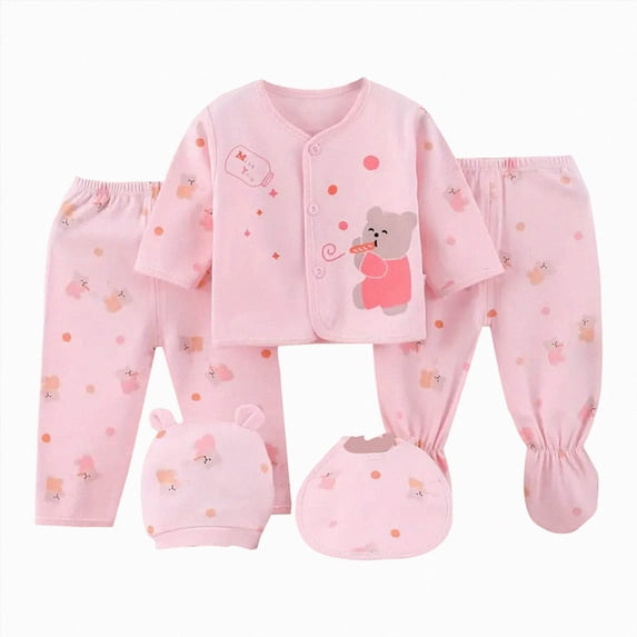 Zuwimk 5PCS Personalized Newborn Baby Boy Girl Preemie Clothes , Baby Gift Newborn Preemie Sets Going Home from Hospital Outfit(A108-Pink)