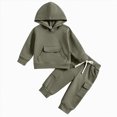 thumbnail image 1 of Zuwimk Baby Boys' Girls And Toddler Rib Hoodie Long Sleeve Top and Pants, 2 Piece Outfit Fall Set(T034-Grey), 1 of 9