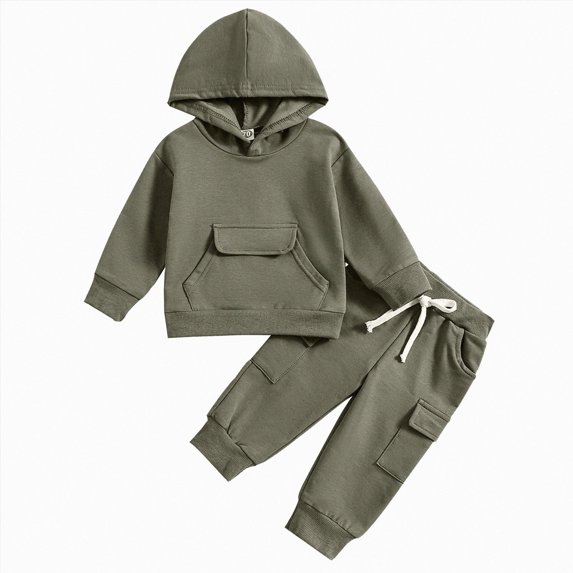 Zuwimk Baby Boys' Girls And Toddler Rib Hoodie Long Sleeve Top and Pants, 2 Piece Outfit Fall Set(T034-Grey)