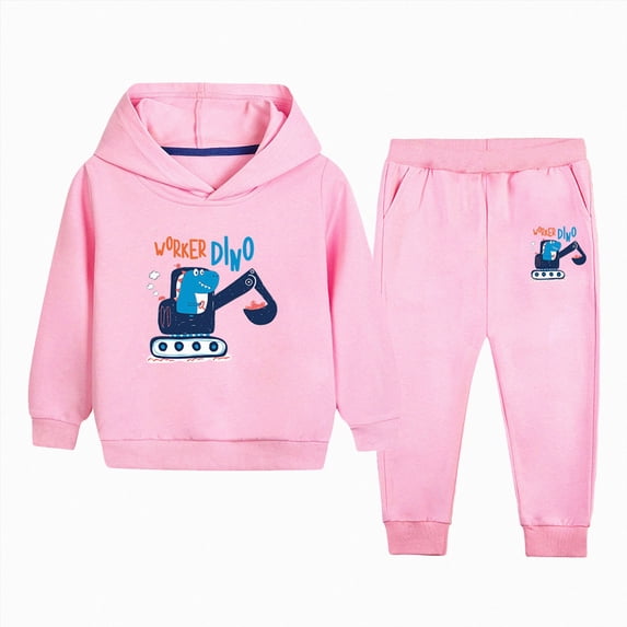Zuwimk Boys And Girls 2-Piece Graphic Print Hoodie Jogger Set, Athletic Outfits Elastic Waistband, Big Boy Girls Toddler Activewear(T031-Pink)
