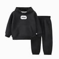 thumbnail image 1 of Zuwimk Boys And Girls 2-Piece Letter Print Hoodie Jogger Set, Athletic Outfits Elastic Waistband, Big Boy Girls Toddler Activewear(T059-Black), 1 of 4