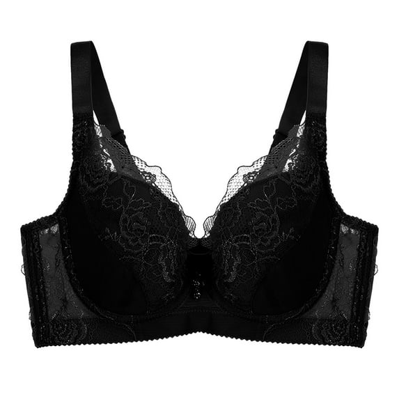 Zuwimk Bras For Women Full Coverage,Women's Flower Underwire Bra Black,36C