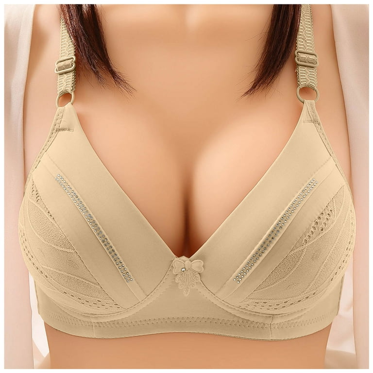 Zuwimk Bras For Women Push Up,Women's Blissful Benefits Smooth Look  Underwire Lightly Lined T-Shirt Bra Beige,80C