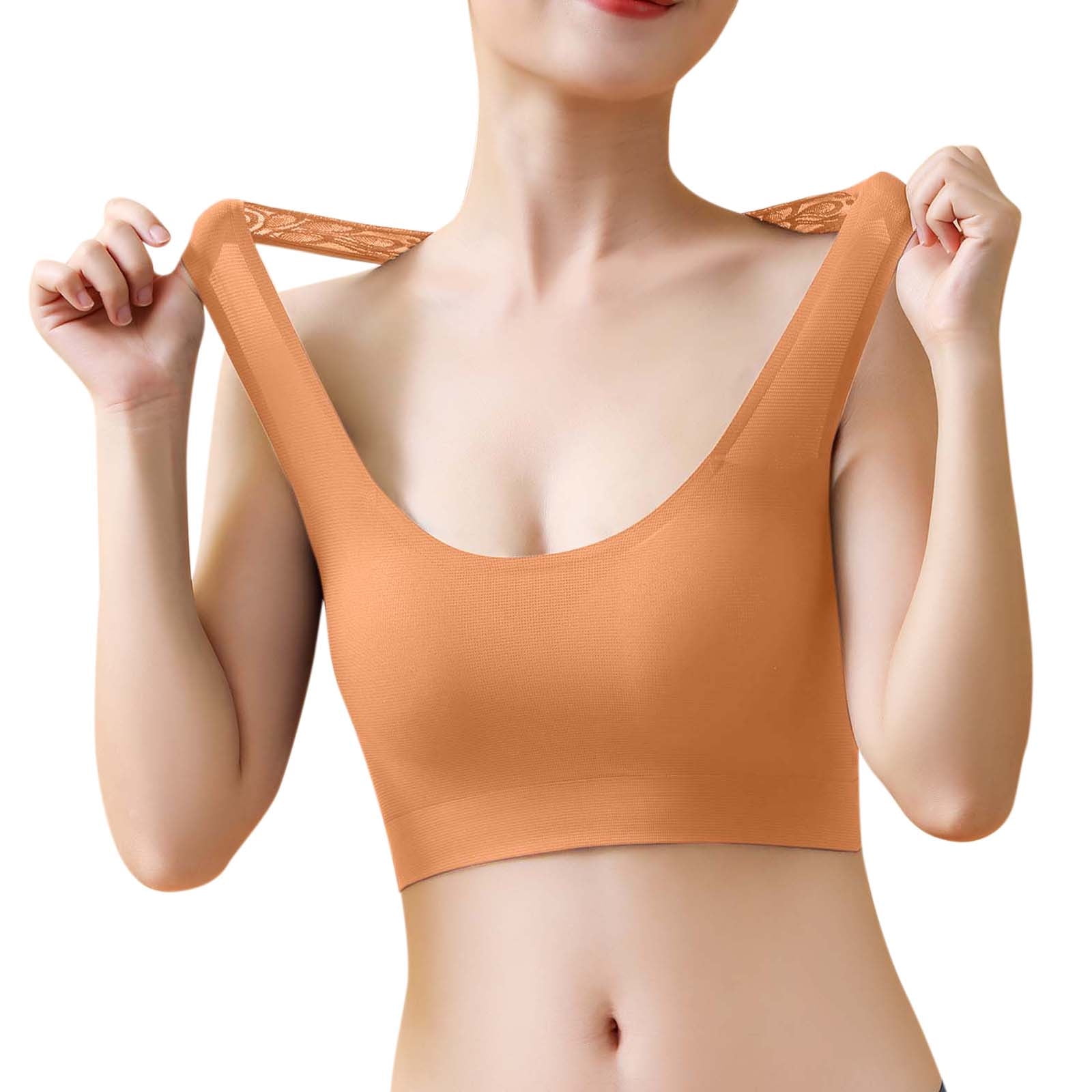 Zuwimk Bras For Women,Women's T-Shirts Modern Micro Seamfree Cami Strap  Bralette Khaki,XL