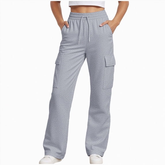 Zuwimk Girls Athletic Sweatpants Wide Leg Active Baggy Loose Fit Casual Elastic Waist Straight Pants with Pockets(Grey,10-11 Years)