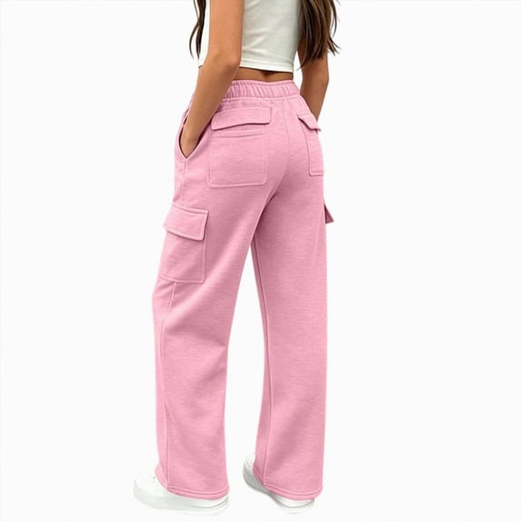 Zuwimk Girls Barrel Sweatpants Baggy Pants Wide Leg Drawstring Casual Sweat PantsFall Winter Elastic Waisted Open Bottom Soft Sweat Pants(Pink,13-14 Years)