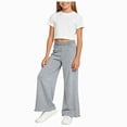 thumbnail image 1 of Zuwimk Girls Wide Leg Sweatpants Drawstring Baggy Loose Kids Solid Athletic Trackpants(Grey,2-3 Years), 1 of 7