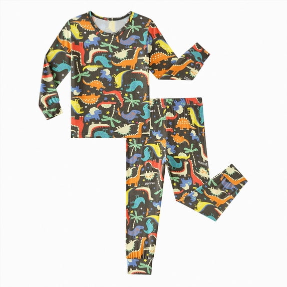 Zuwimk Halloween Girl Boys Print Pajamas 2 Pieces Long Sleeve Jammies Set Toddler Pjs Fall Winter Sleepwear,Y026-Dark Gray