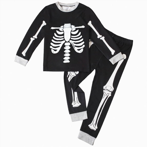 Zuwimk Kids Pajamas for Boys Girls Skeleton Glow-in-The-Dark Cotton Sleepwear Toddler Clothes Halloween Jammies Pjs Set,Y037-White