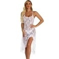 thumbnail image 1 of Zuwimk Lingerie For Women Naughty,Women's Floral Lace Kimono Robe Long Sleeves Dressing Gown Bathrobe Bride Robe Nightwear White,M, 1 of 5