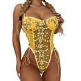 thumbnail image 1 of Zuwimk Lingerie For Women Bodysuits, Bodysuit for Women Plunge Deep V Neck Twist Knot Front Slim Fit Short Sleeve Long Sleeve T Shirts Tops Jumpsuit Yellow,S, 1 of 5