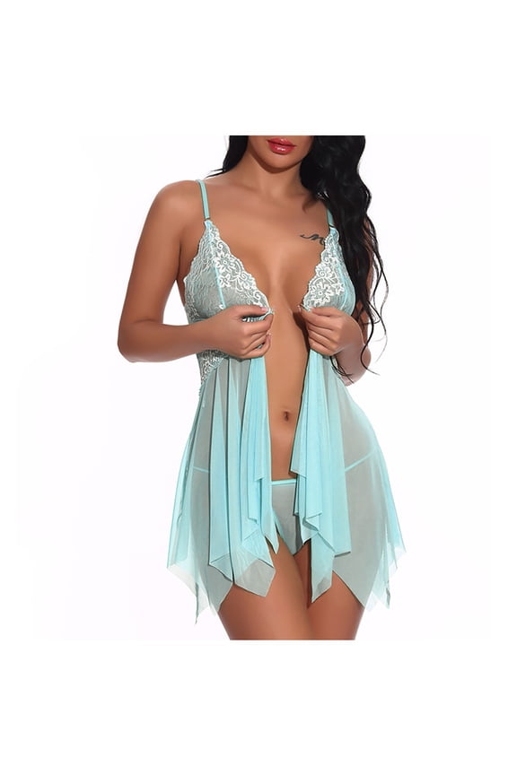 Lingerie For Women Plus Size,Black Women bodysuit Lace Mini Sheer V Neck Chemise See Through Nightgown Open Front Negligee Dress Lace Women Flower Strap Neck Chemise V Lingerie Sleepwear