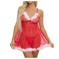 thumbnail image 1 of Zuwimk Lingerie For Women Plus Size,Black Women bodysuit Lace Mini Sheer V Neck Chemise See Through Nightgown Open Front Negligee Dress Lace Women Flower Strap Neck Chemise V Lingerie Sleepwear, 1 of 1