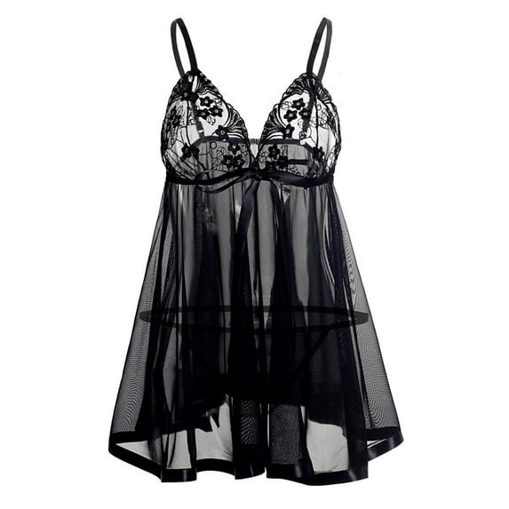 Zuwimk Lingerie For Women Plus Size, Nightgown for Women Slip Dress Nighty Lingerie Sleepwear Nightwear Women's Lace Pajamas Sexy Seductive Suspender Nightdress Sexy Valentines Xmas Lingerie Dresses