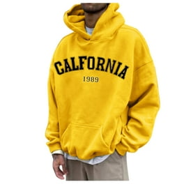Men s Winter Long Sleeve Thermal Pullover Hoodie Fleece Hooded Sweatshirt Yellow M Walmart