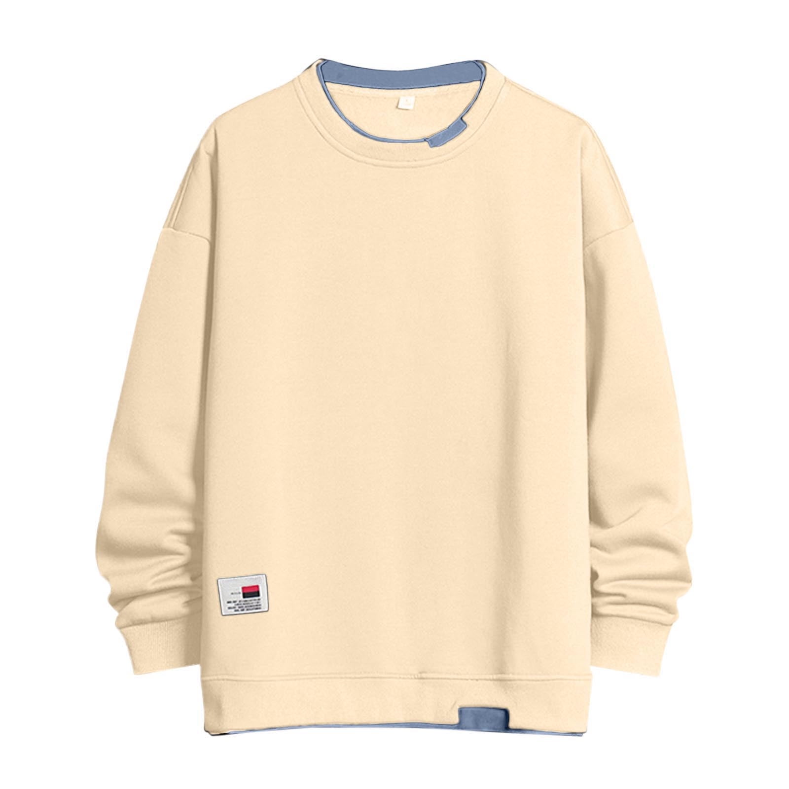 Zuwimk Mens Sweatshirts No Hood,Men's Relaxed Fit Logo French Terry  Crewneck Sweatshirt Beige,XL - Walmart.com