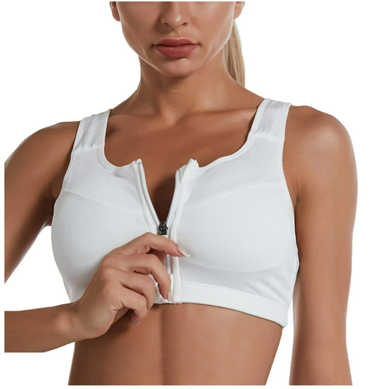 Zuwimk Sports Bras For Women,Lightly Latex Lined Cup Wirefree Unpadded Full  Coverage Plus Size Minimizer Bra White,M 