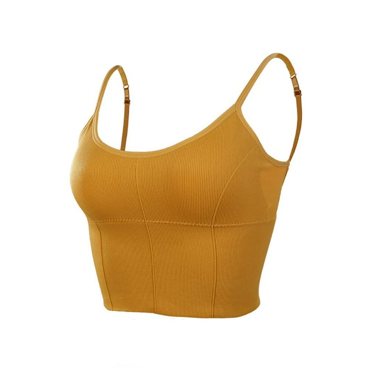 Zuwimk Sports Bras For Women,Women's No Side Effects Underarm and  Back-Smoothing Comfort Wireless Lightly Lined T-Shirt Bra Yellow,One Size 