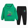 thumbnail image 1 of Zuwimk Toddler Boy And Girls Clothes Long Sleeve Hooded Pullover Graphic Print Sweatshirt + Pants 2pcs Fall Winter Outfit Set(T026-Green), 1 of 5