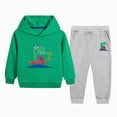 thumbnail image 1 of Zuwimk Toddler Boy And Girls Clothes Long Sleeve Hooded Pullover Graphic Print Sweatshirt + Pants 2pcs Fall Winter Outfit Set(T026-Light Green), 1 of 5