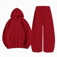 thumbnail image 1 of Zuwimk Toddler Boy And Girls Clothes Long Sleeve Solid Color Hoodie Sweatshirt & Pant 2PCS Fall Outfits(T041-Red), 1 of 4