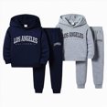 thumbnail image 1 of Zuwimk Toddler Boy And Girls 2 Piece Athletic Pullover Hoodie & Jogger Pants Outfits,Letter Print Long Sleeve Top Elastic Waistband,Fall Set(T015-Blue), 1 of 8