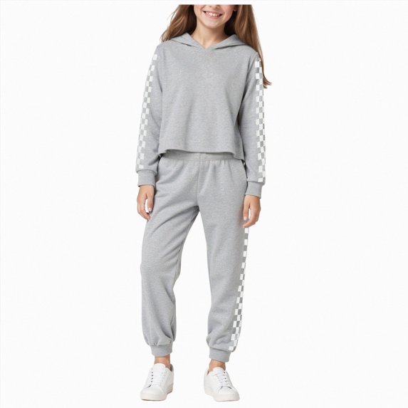 Zuwimk Toddler Boy Girls Clothes Long Sleeve Colorblock Hoodie Sweatshirt & Sweatpants 2PCS Fall Outfits(T010-Grey)
