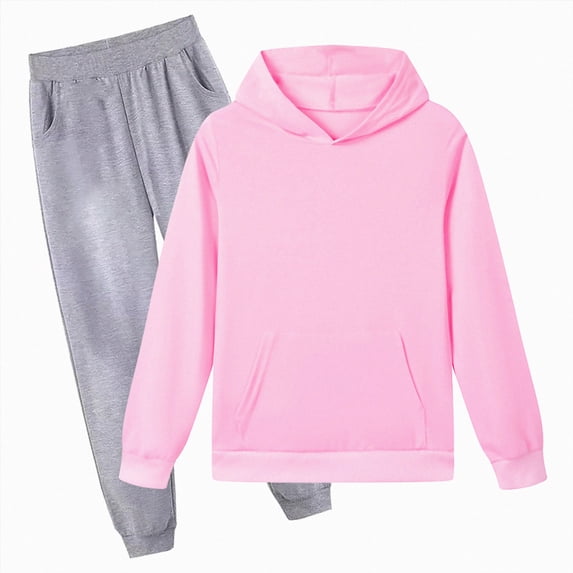 Zuwimk Toddler Boy Girls Clothes Long Sleeve Hoodie Sweatshirts and Sweatpants outfits 2 Piece Fall Winter Outfits(T002-Pink)