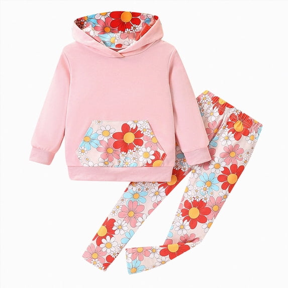 Zuwimk Toddler Boy Girls Fall Clothes Cat Graphic Print Hoodie and Jogger Set 2 Piece Outfit(T052-Red)