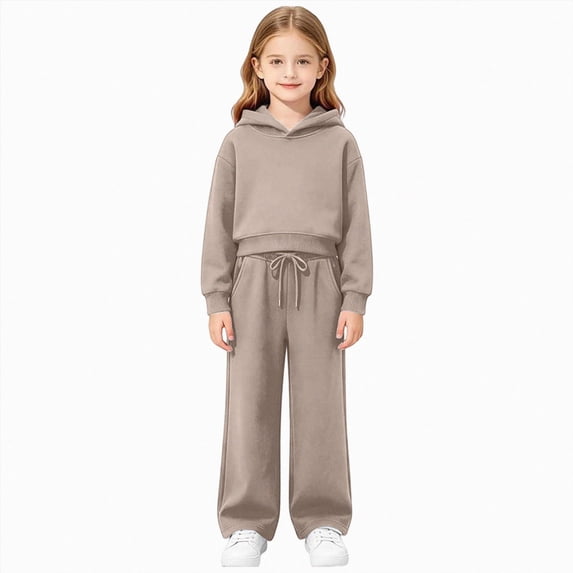 Zuwimk Toddler Boy Girls Sweatsuit Long Sleeve Hoodie Sweatshirt and Jogger Pants 2PC Sets Fall Clothes Outfit(T044-Khaki)
