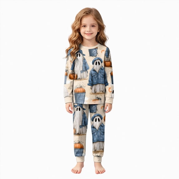 Zuwimk Toddler Girl Boys Kids Pajamas Halloween Funny Graphic Pjs Long Sleeve Snug fit 2pcs Jammies,Y022-Blue