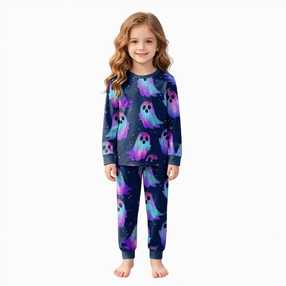 Zuwimk Toddler Girl Boys Kids Pajamas Halloween Funny Graphic Pjs Long Sleeve Snug fit 2pcs Jammies,Y022-Dark Blue