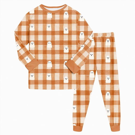 Zuwimk Toddler Girl Boys Pajamas Halloween Funny Graphic Pjs Jammies Fall Winter Long Sleeve Sleepwear Sets,Y009-Gold