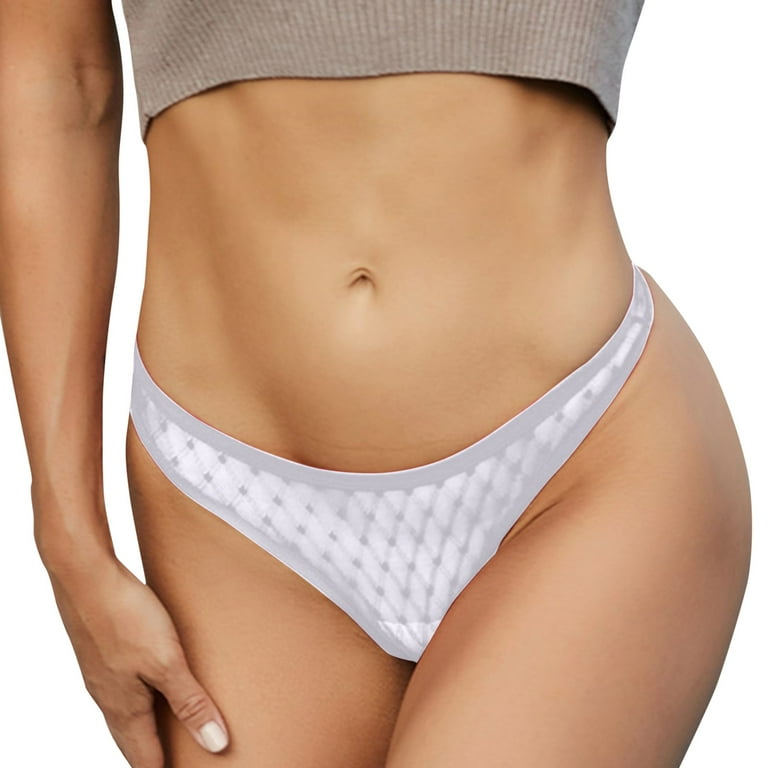 Zuwimk Womens Thong Underwear,Women's Low Rise Underwear Y-Back Lingerie  Thong Panty White,L 