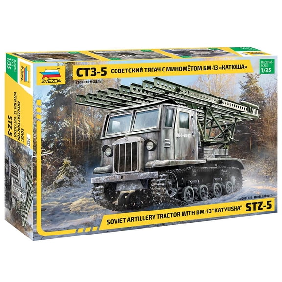 Zvezda -3700-STZ-5 with BM-13 Katyusha, 1/35 scale, Plastic Model Kit, ZS3700