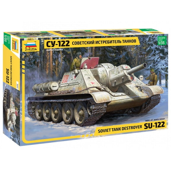 Zvezda 530003691 1:35 SU-122 Soviet Self-Propelled Hown Car Model Kit, Plastic Construction Kit