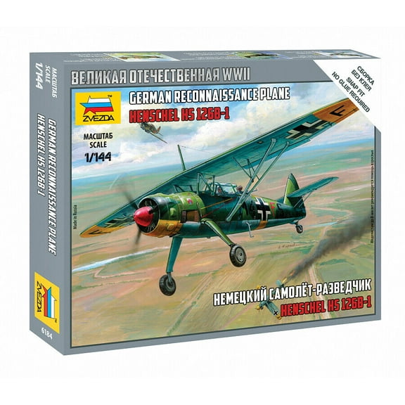 Zvezda #6184 1/144 Unpainted Figure - Henschel HS 126B-1 Reconnaissance Plane