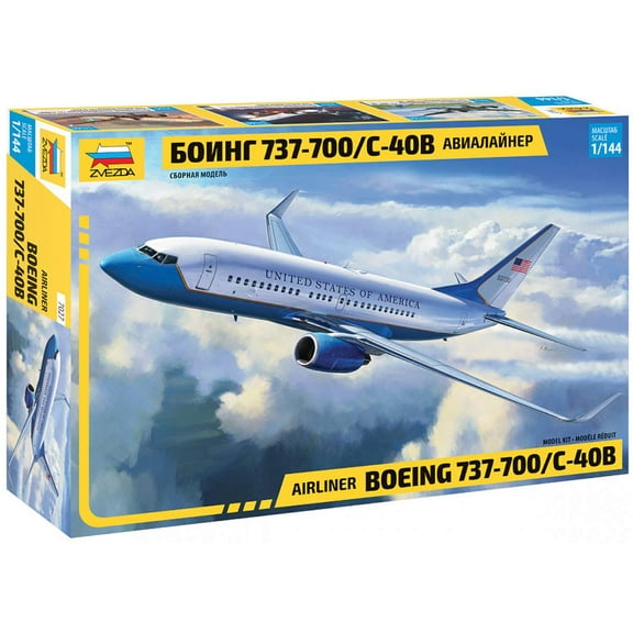 Zvezda 7027 - Airliner Boeing 737-700/C-40B - Plastic Model Kit Scale 1/144 109 Parts Lenght 9"