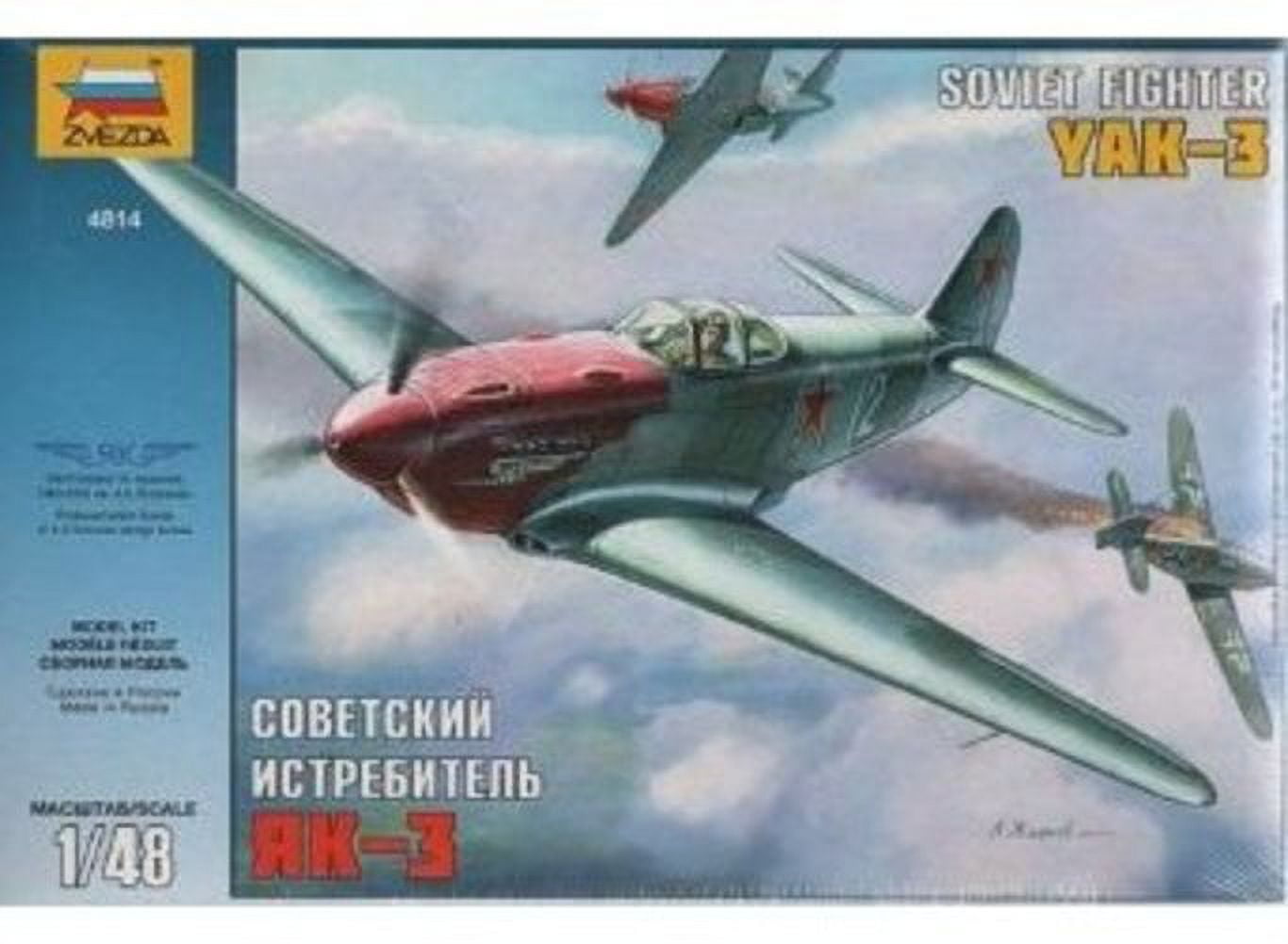 Zvezda Models Yak-3 Yakovlev Soviet WWII Fighter Aircraft Building Kit, Scale 1/48