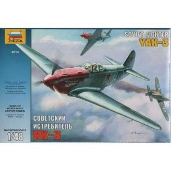 Zvezda Models Yak-3 Yakovlev Soviet WWII Fighter Aircraft Building Kit, Scale 1/48