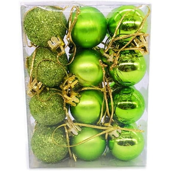 Zvmxot 24Pcs Christmas Balls Ornament, 1.18 Inch Christmas Decorations, Green, Set Bright Matte Powde Hanging Balls, Plastic Electroplated Christmas GIft Pendant Decor