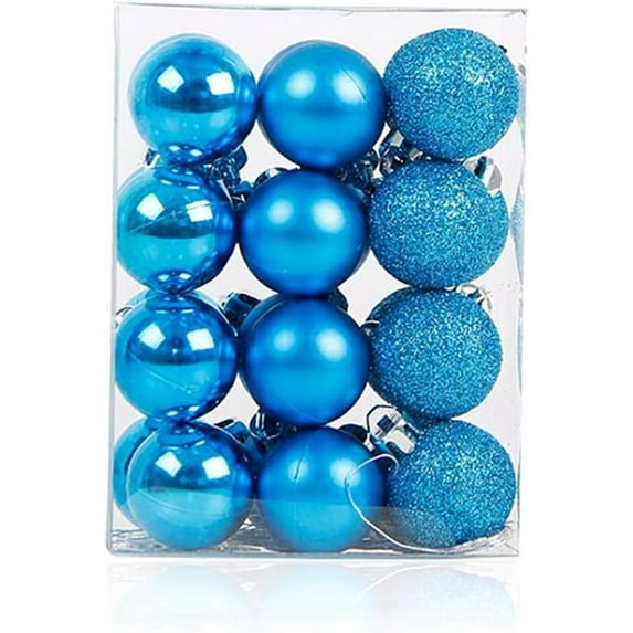 Zvmxot 24Pcs Christmas Balls Ornament, 1.18 Inch Christmas Decorations, Light Blue, Set Bright Matte Powde Hanging Balls, Plastic Electroplated Christmas GIft Pendant Decor