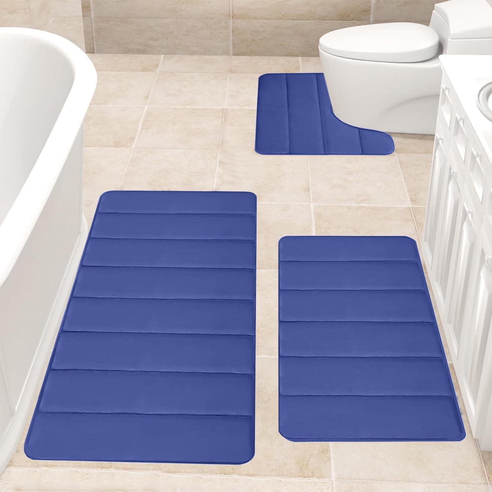 Zvmxot Bathroom Rugs Memory Foam Bath Mat Set Bathroom Rugs for 3 Pcs ...