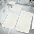 thumbnail image 1 of Zvmxot Bathroom Rugs Sets 4 Piece, Soft Absorbent Microfiber Bath Rugs and U-Shaped Contour Toilet Rug Area Rug Set, Non-Slip, Dries Quickly, Machine Washable, White, 1 of 8