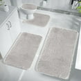 thumbnail image 1 of Zvmxot Bathroom Rugs Sets 4 Piece, Soft Absorbent Microfiber Bath Rugs and U-Shaped Contour Toilet Rug Area Rug Set, Non-Slip, Dries Quickly, Machine Washable, Grey, 1 of 8