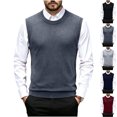 thumbnail image 1 of Zvmxot Crew Neck Sweater Vests for Men Sleeveless Sweater Lightweight Pullover Casual Slim Fit Warm Thermal Tops, 1 of 6