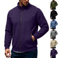 thumbnail image 1 of Zvmxot Men Fleece Sweatshirts Full Zip Stand Neck Sweatshirt with Zipper Pockets Casual Long Sleeve Jackets for Men, 1 of 6